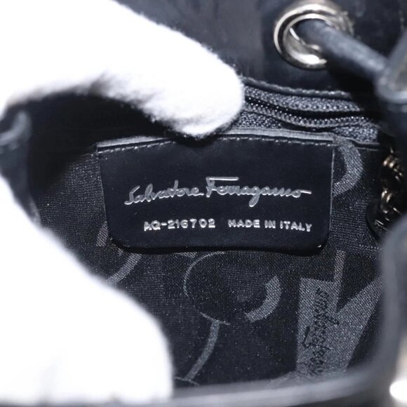 Salvatore Ferragamo Vala Backpack Leather Black Silver Auth bs29472 - Picture 10 of 16